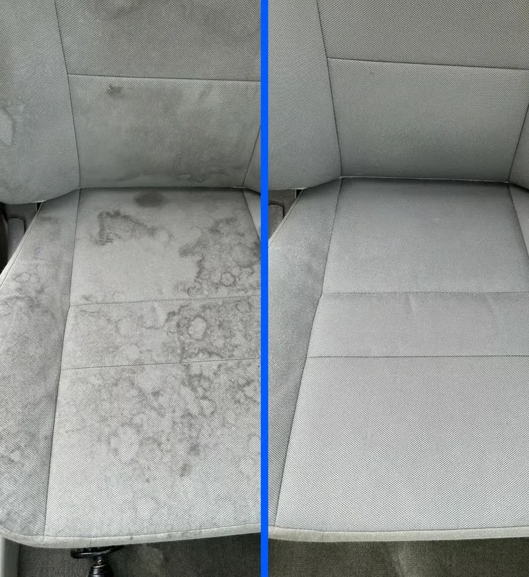 Before and after car seat cleaning
